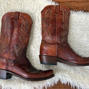 Lucchese Rich Brown Western Boots with boot bag